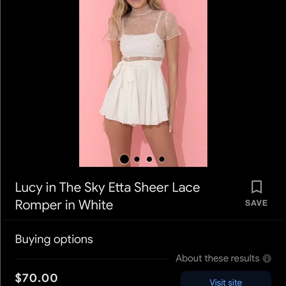 White Lucy in the Sky Glitter Romper - Picture 4 of 4